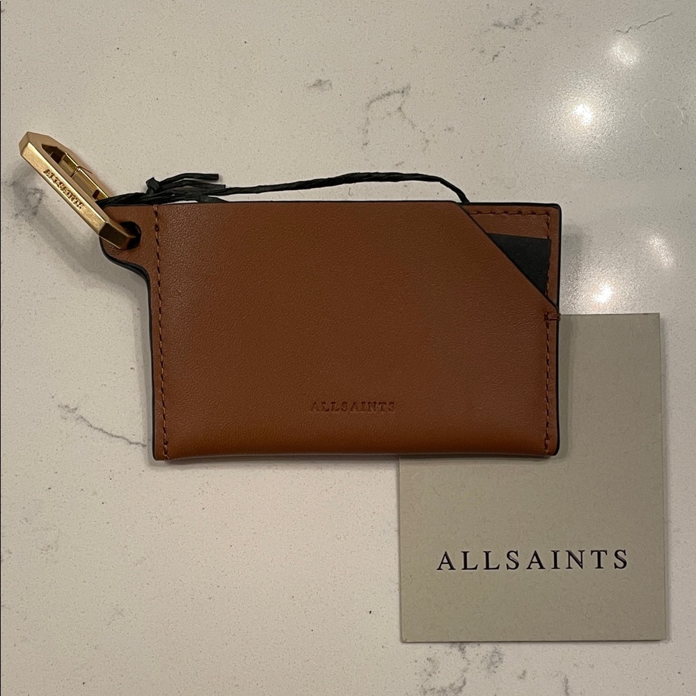 AllSaints Brown Leather Card Holder